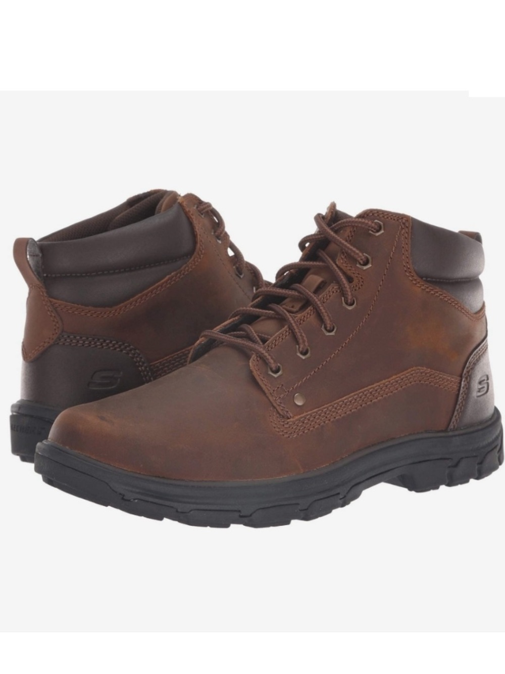 Skechers men’s Segment Garnet hiking Boots Dark Brown Leather work size 12